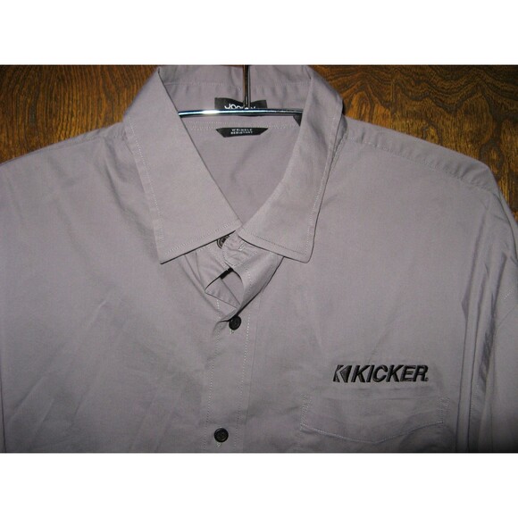 Mens Kicker Audio Jockey Since 1973 Gray Button Down Casual Dress Shirt Size XL - Picture 2 of 3